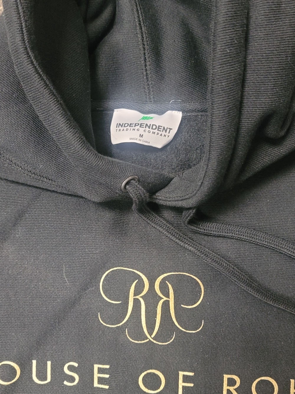 Independent Trading Company Black Hoodie with Gold Script Logo
